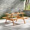 Natural Patio Picnic Table Set for 6 with Built-in Benches and Umbrella Hole
